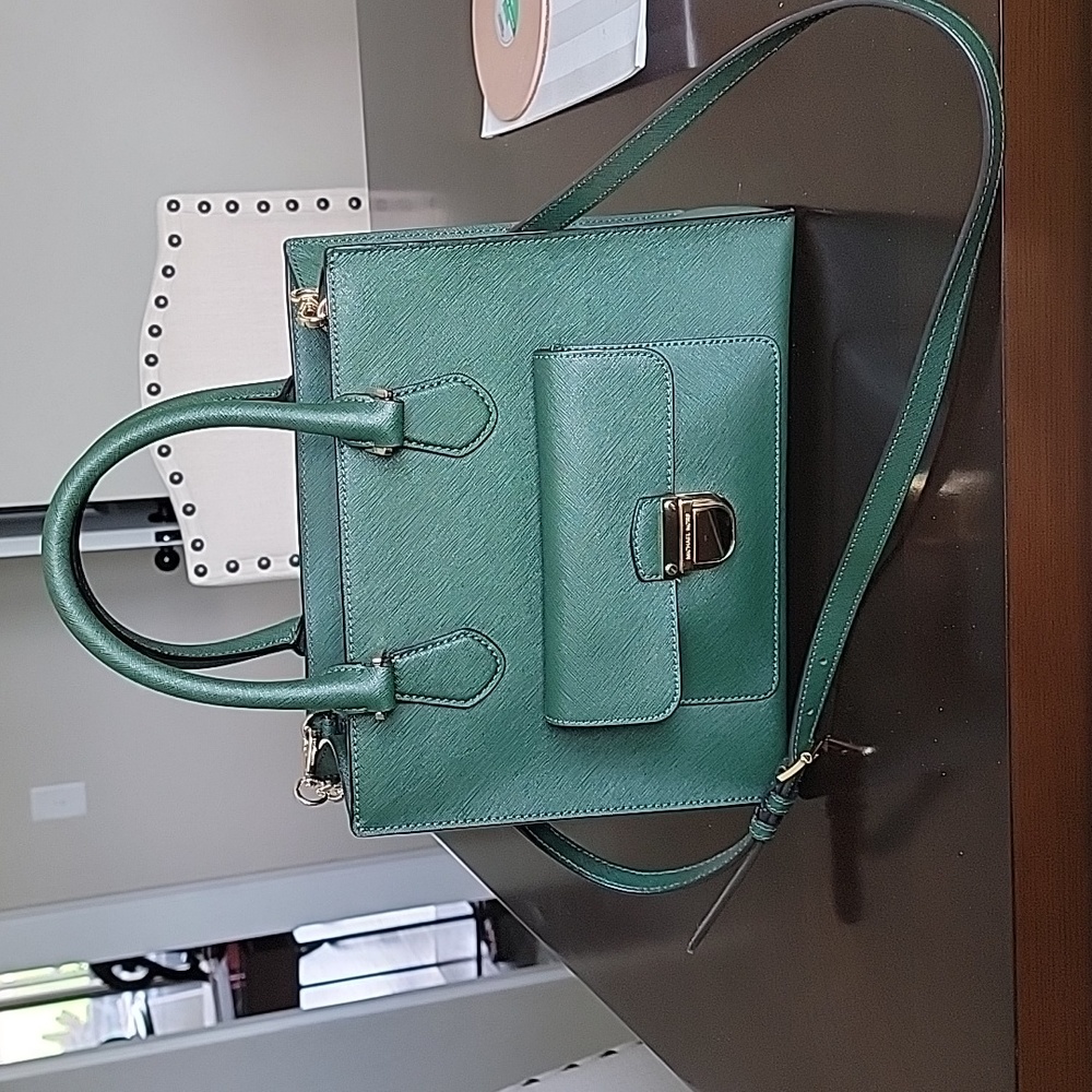 Michael Kors rich green saffiano leather 2 way bag